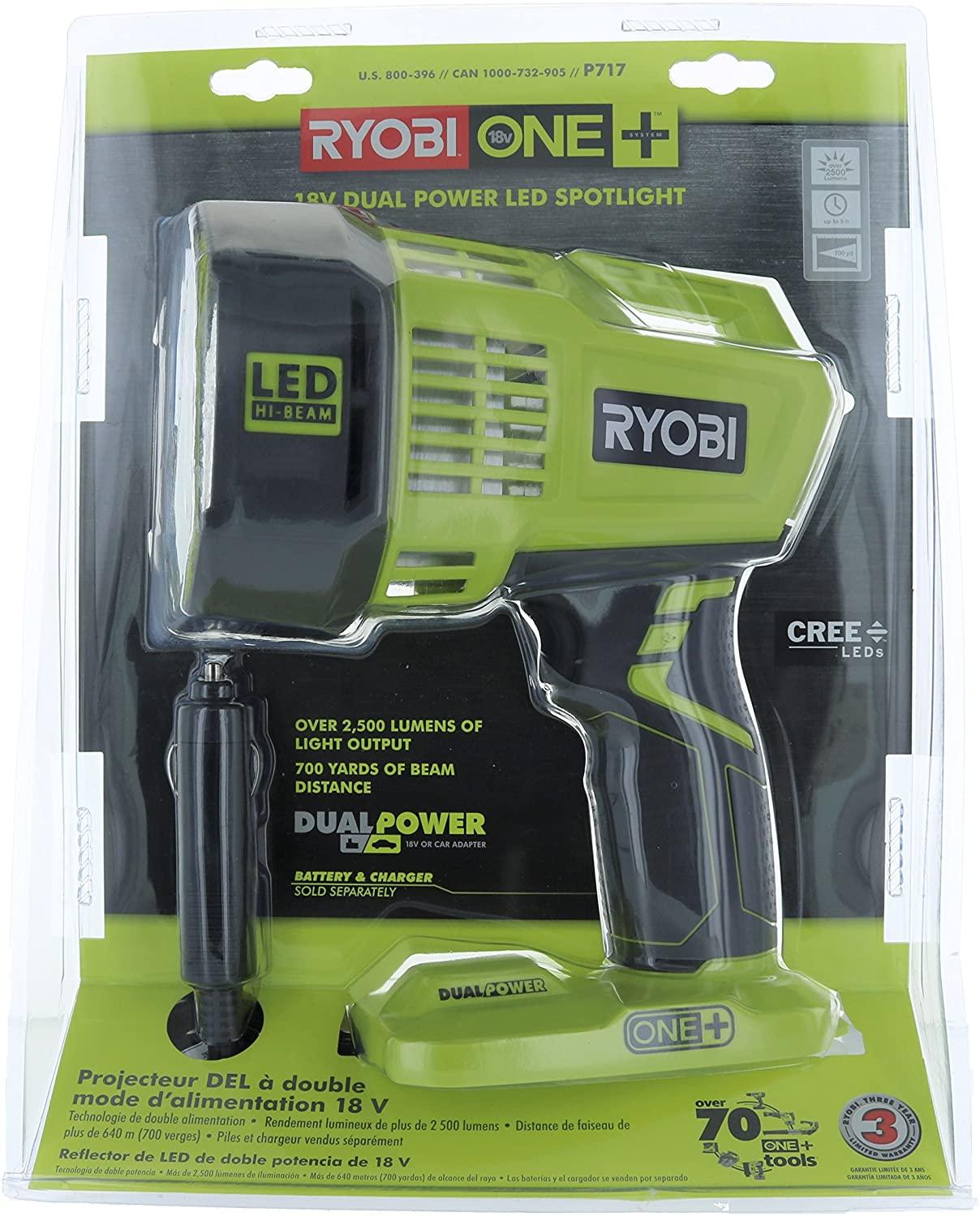Ryobi P717 One+ 18V dual power supply LED wireless spotlight with