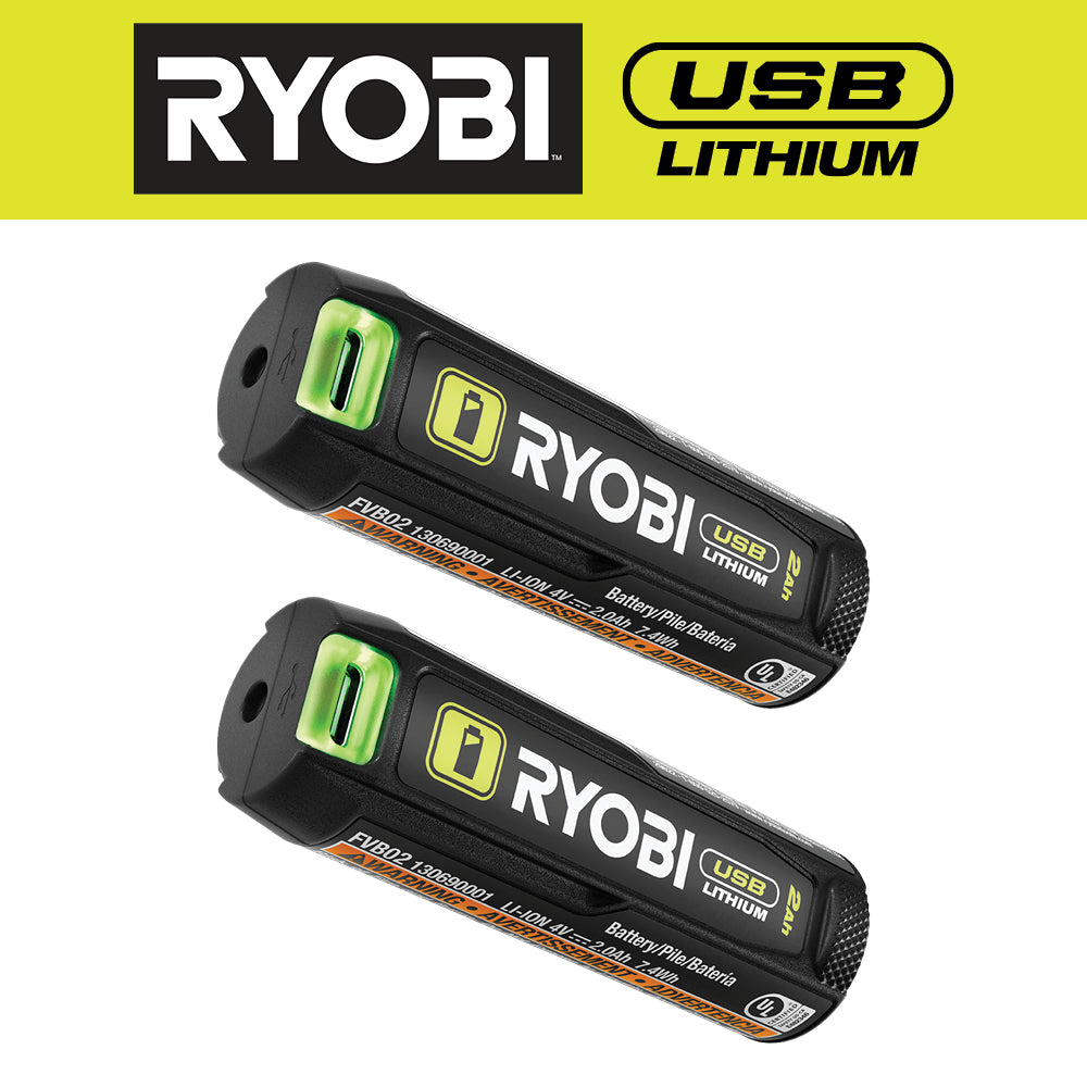 RYOBI USB 鋰2AH 鋰充電電池（2 片裝） FVB202-新品獨家販售 RYOBI