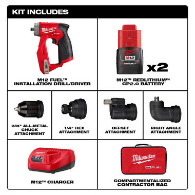 Milwaukee M12 FUEL 安裝鑽頭/起子2.0AH*2套裝+M12 REDLITHIUM™ HIGH OUTPUT™ XC5.0 *1（現貨） MILWAUKEE美沃奇（美行）