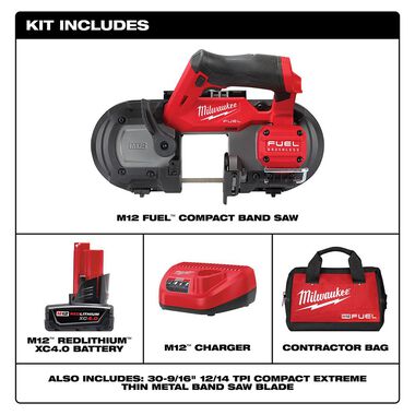 美行Milwaukee M12 FUEL 緊湊型帶鋸XC4.0AH*1套裝+M12 REDLITHIUM™ HIGH OUTPUT™ XC5.0 *1 MILWAUKEE美沃奇（美行）