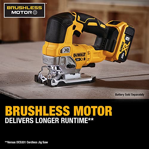 DEWALT 20V MAX XR Jigsaw, 3,200 Blade Speed, Cordless, Brushless Motor, LED Light, Bare Tool Only DEWALT得偉（美行）