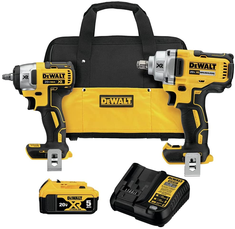 美行得偉Dewalt DCK215P1 20V MAX XR(5 Ah*1)  3/8 吋無線衝擊扳手+ 1/2 吋中檔衝擊扳手,帶Detent Pin套裝（預購10-15日） DEWALT得偉（美行）