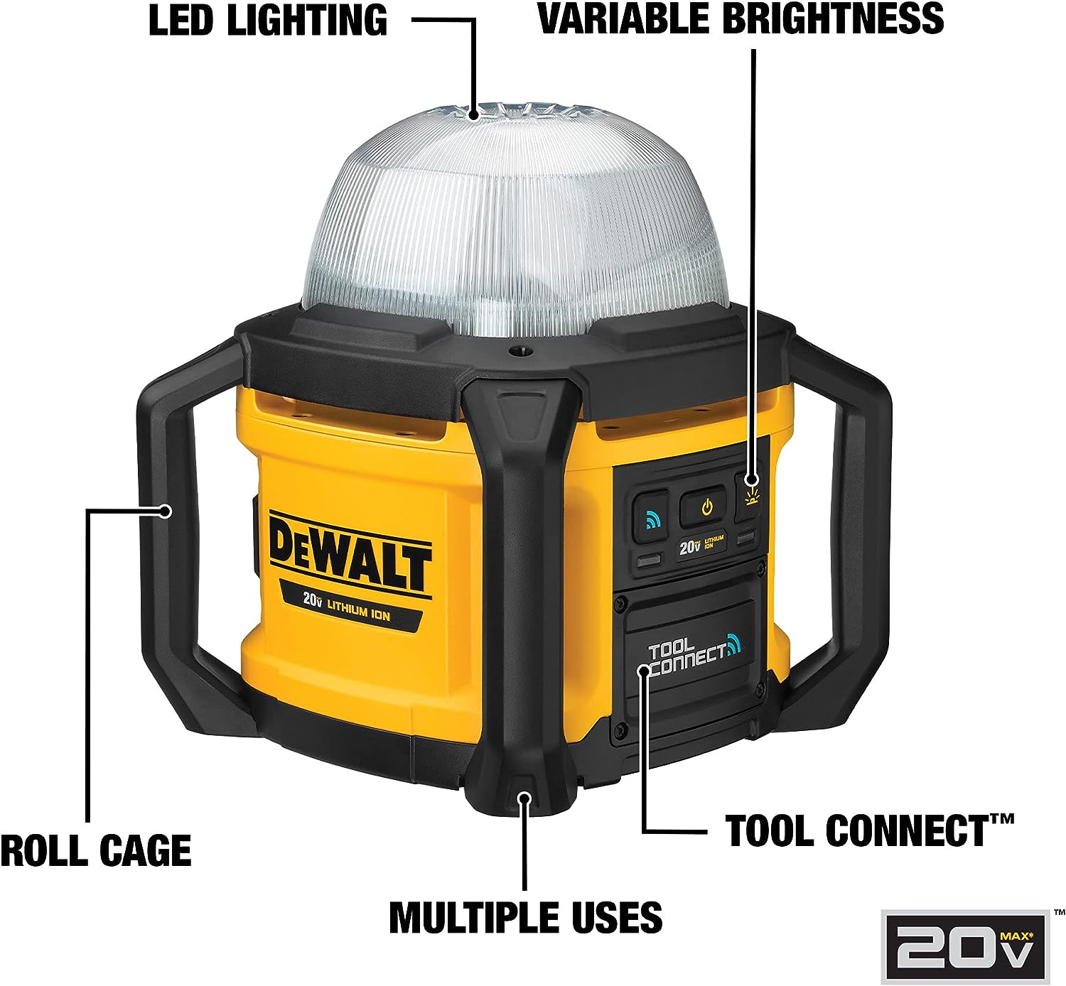 DEWALT 20V MAX LED 工作燈，小巧便攜，防風雨防塵，無線 (DCL074)預購7-10個工作日 DEWALT得偉（美行）