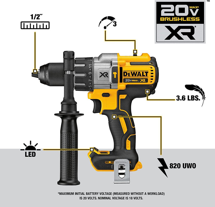 美國DEWALT 20V MAX XR 無刷衝擊起子與錘子電鑽雙電4.0AH組合套裝（預購10-15日） DEWALT得偉（美行）