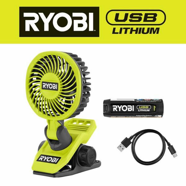 新款RYOBI USB  Fan鋰電夾風扇套裝（預購） RYOBI 良明（美國）