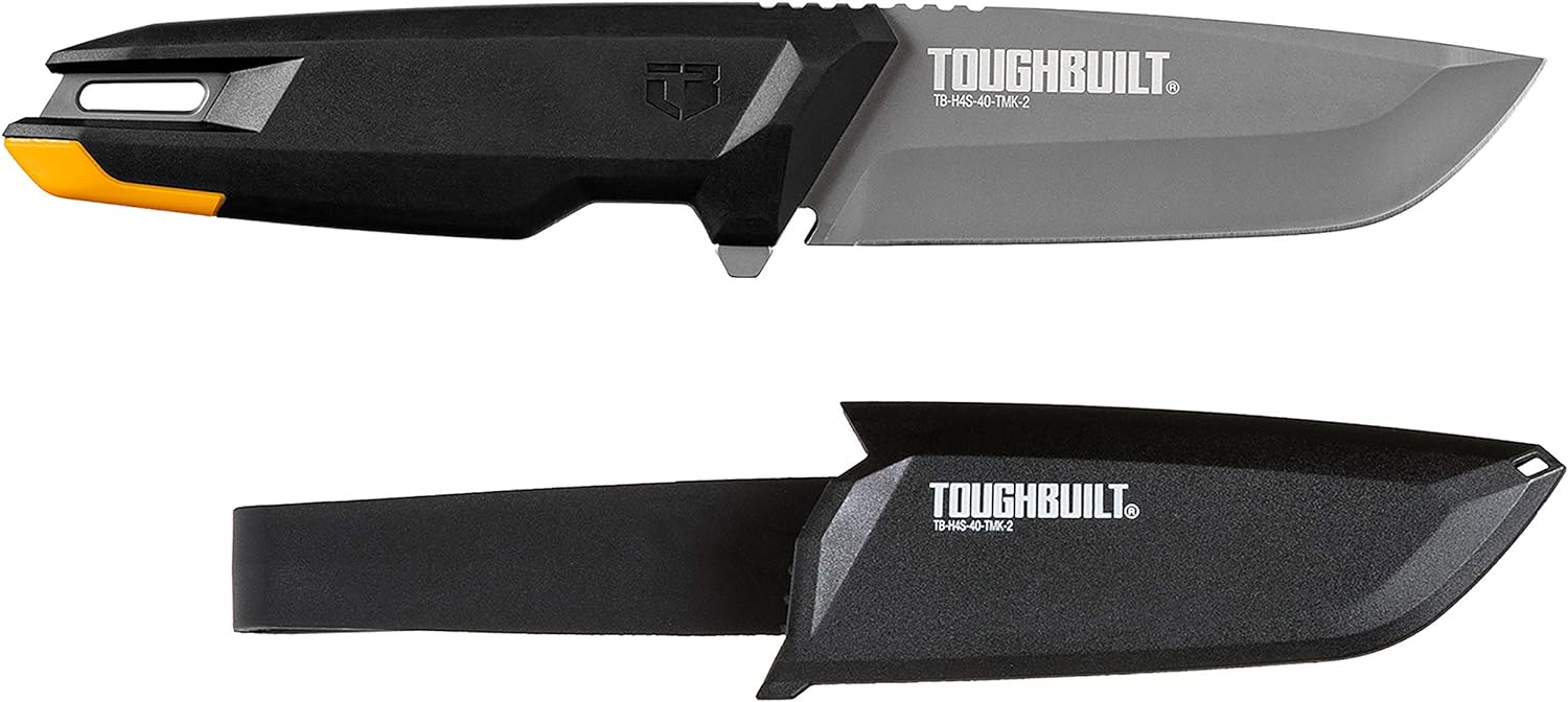 ToughBuilt - 工匠刀 - 帶皮帶夾的重型刀鞘 - 4 英寸鈦水滴頭刀片一把 - (TB-H4S-40-TMK-2) ToughBuilt