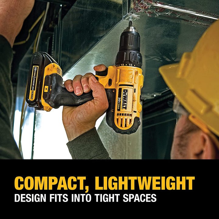 美國DEWALT 20V Max 無線電鑽1.5AH*2套裝,小巧,1/2 英吋(（預購10-15日）) DEWALT得偉（美行）