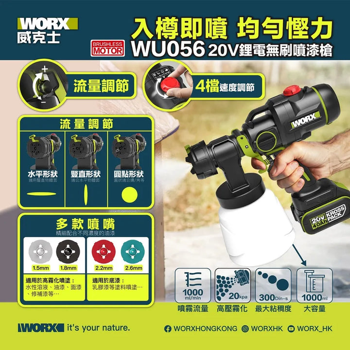 WORX WU056 20v 無刷鋰電噴漆槍-半年保養 WORX