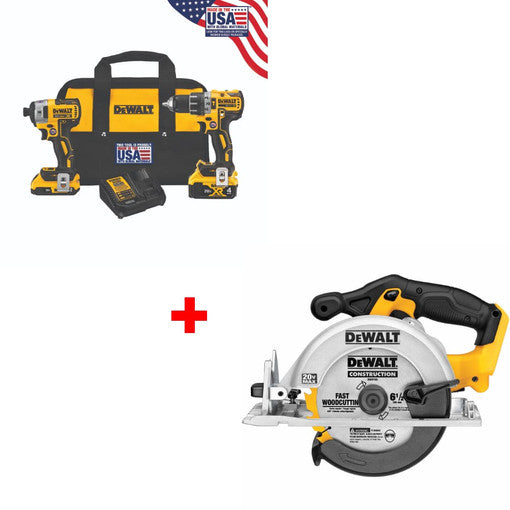 美國DEWALT 20V MAX XR 2-TOOL 組合套件帶 DCS391B 6-1/2" 圓鋸（預購15個工作天） DEWALT得偉（美行）