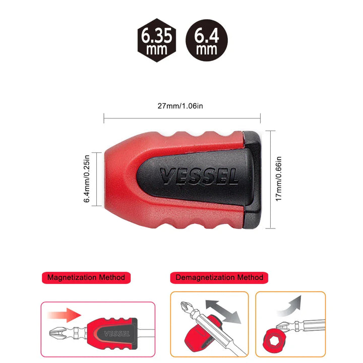 VESSEL 2 件裝強力磁化器/消磁器適用於螺絲起子、起子頭 DTY 家用維修工具 NO.NMC-2PCS Vessel（日本製）