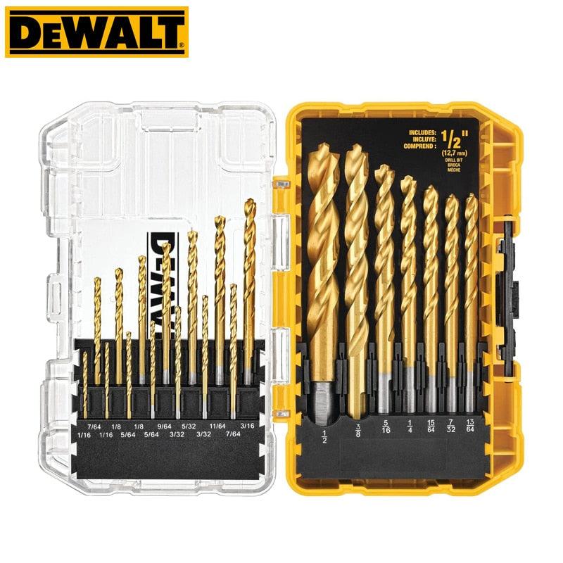 DEWALT DW1361 21-Piece Titanium Drill Bit Set Pilot Point Woodworking Metalworking  HSS High Speed Steel Twist Drill Bits DEWALT得偉（美行）