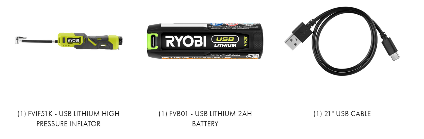 USB 鋰高壓充氣機套裝 RYOBI 良明（美行）