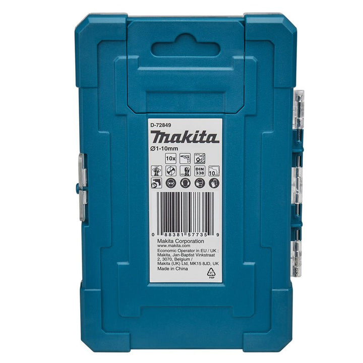 Makita D-72849 HSS-TiN Drill Bit Set 10Pcs Straight Shank Wood Metal Titanium Plated Twist Drill Bits Power Tools Accessories 鑽咀及配件