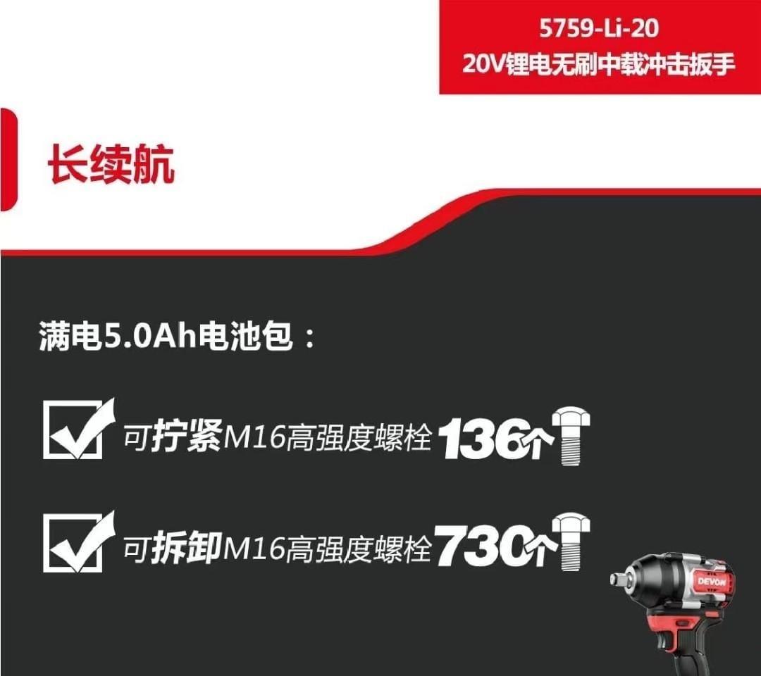 2022新品大有5759鋰電扳手 850N大扭矩，輕巧機身，幹活游刃有餘電動扳手現貨 DEVON大有