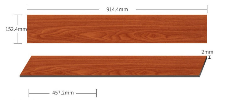 PVC木紋地板貼現代防水自粘客廳衛生間廚房家居地板裝飾914.4mm*152.4mm,厚度2MM（預訂） PVC膠地板