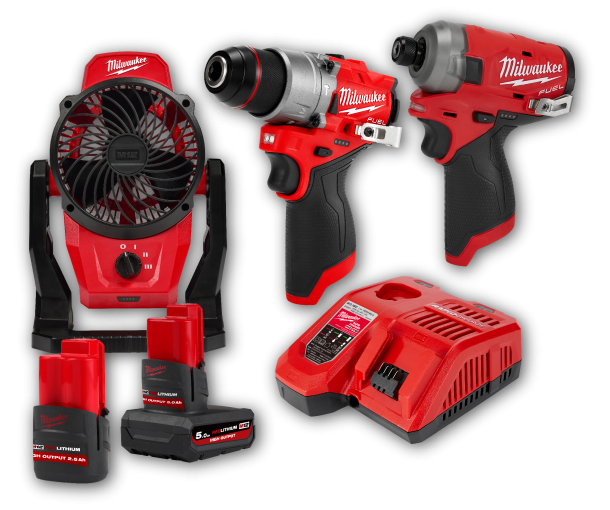MILWAUKEE M12 裝修熱選三機套裝  M12 FPD2 + M12 FQID + M12 AF -525 Kit 豐業五金裝飾工程有限公司