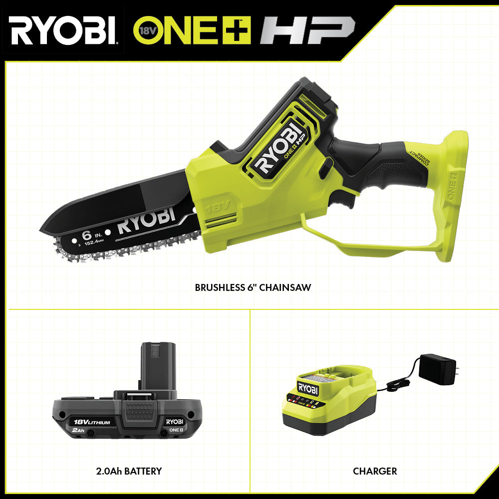 RYOBI 18V ONE+ HP 6" 緊湊型無刷修剪電鋸套裝 RYOBI 良明（美國）