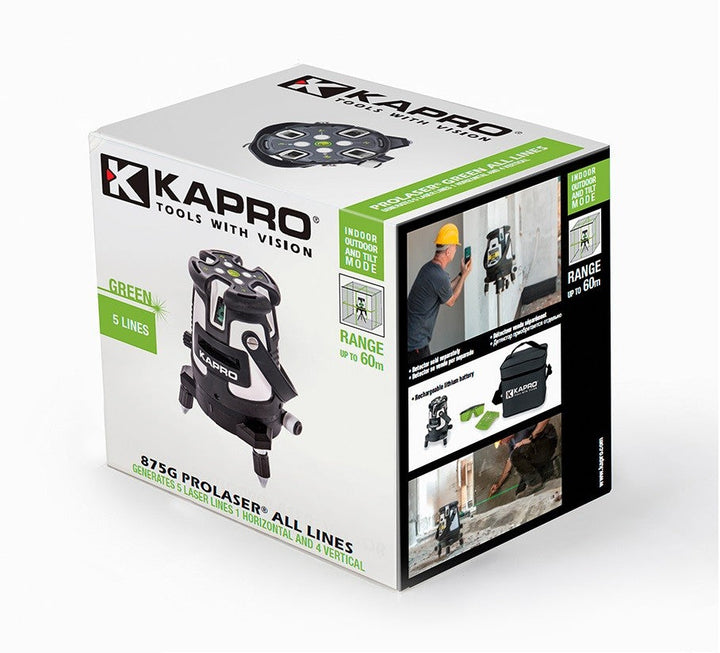 以色列KAPRO 875G PROLASER® 5線綠光鐳射平水儀 100'(30M) 綠光 KAPRO