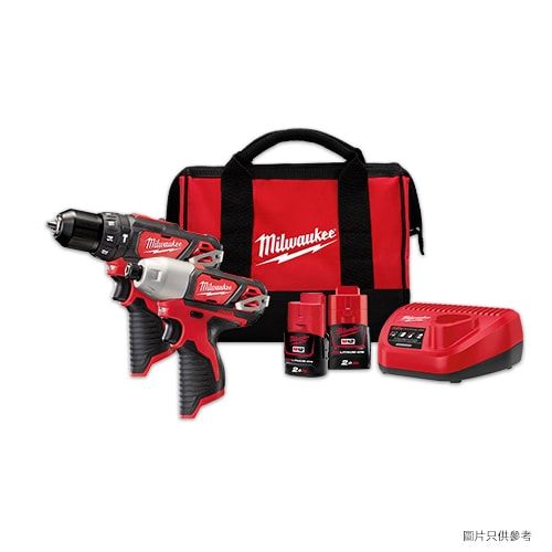 美沃奇 Milwaukee M12 BPP2B-202B(12V鋰電震動電鑽+衝擊起子機雙主機套裝組)限時特價 MILWAUKEE美沃奇（美行）