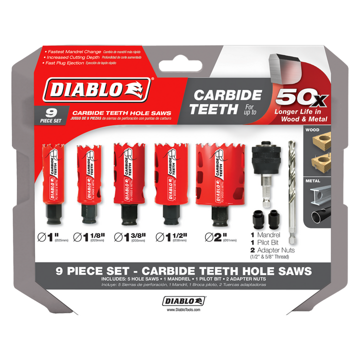 美國Diablo Tools  9 件套硬質合金通用孔鋸套裝(預購） 美國Diablo