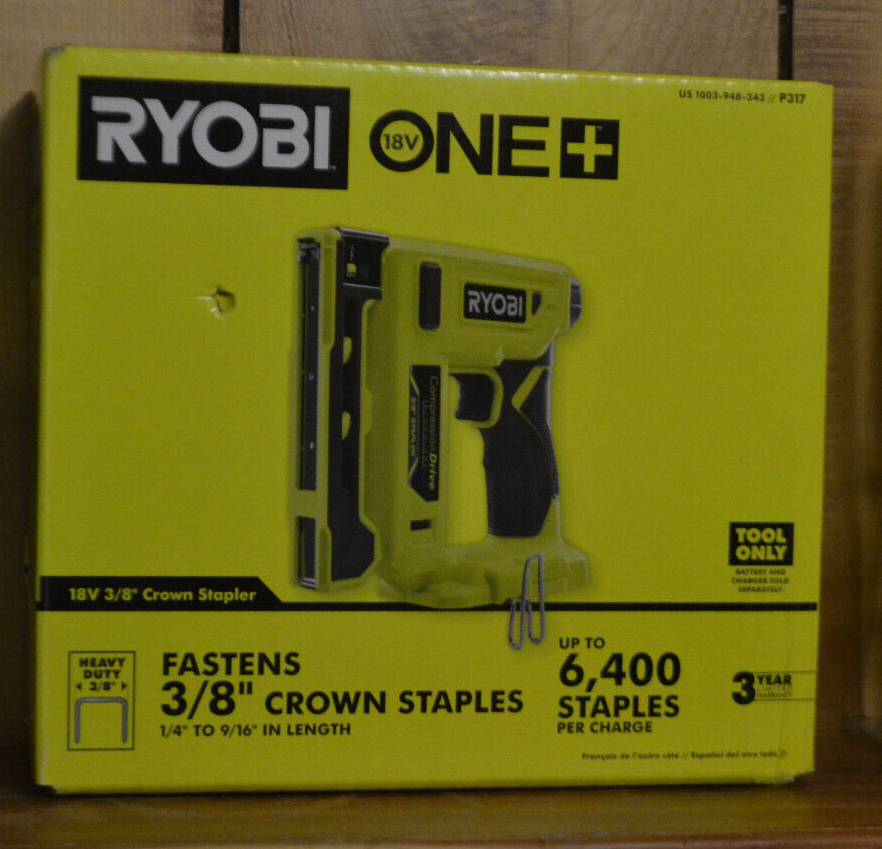 美國RYOBI 18V ONE+ 3/8" 皇冠釘槍 P317 - Tool Only RYOBI