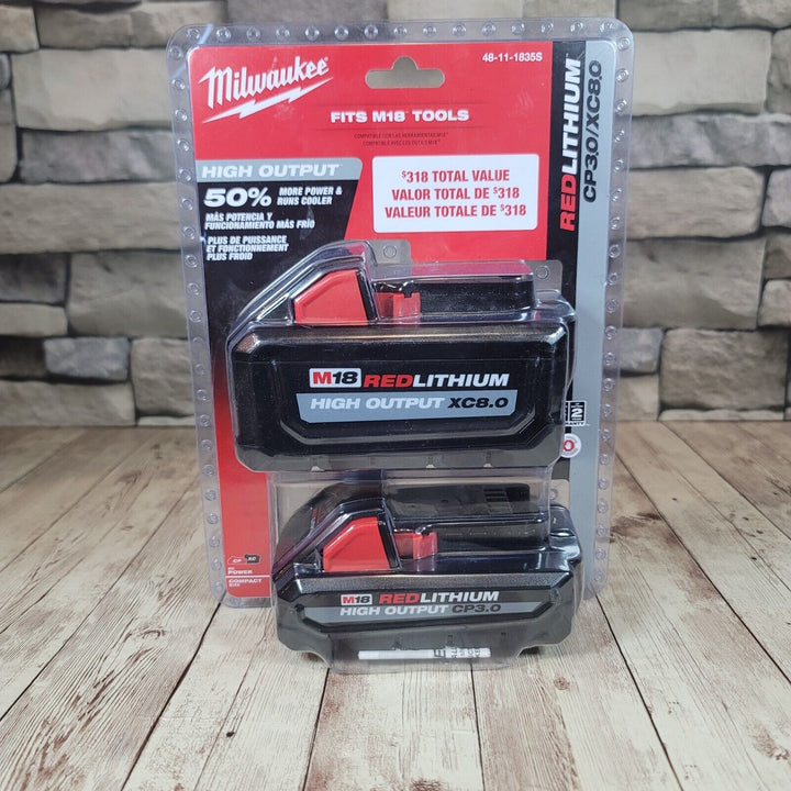 Milwaukee M18 XC 8.0 Ah & 3.0 Ah Lithium-Ion Battery - 2 Pack（現貨發售） MILWAUKEE美沃奇（美行）