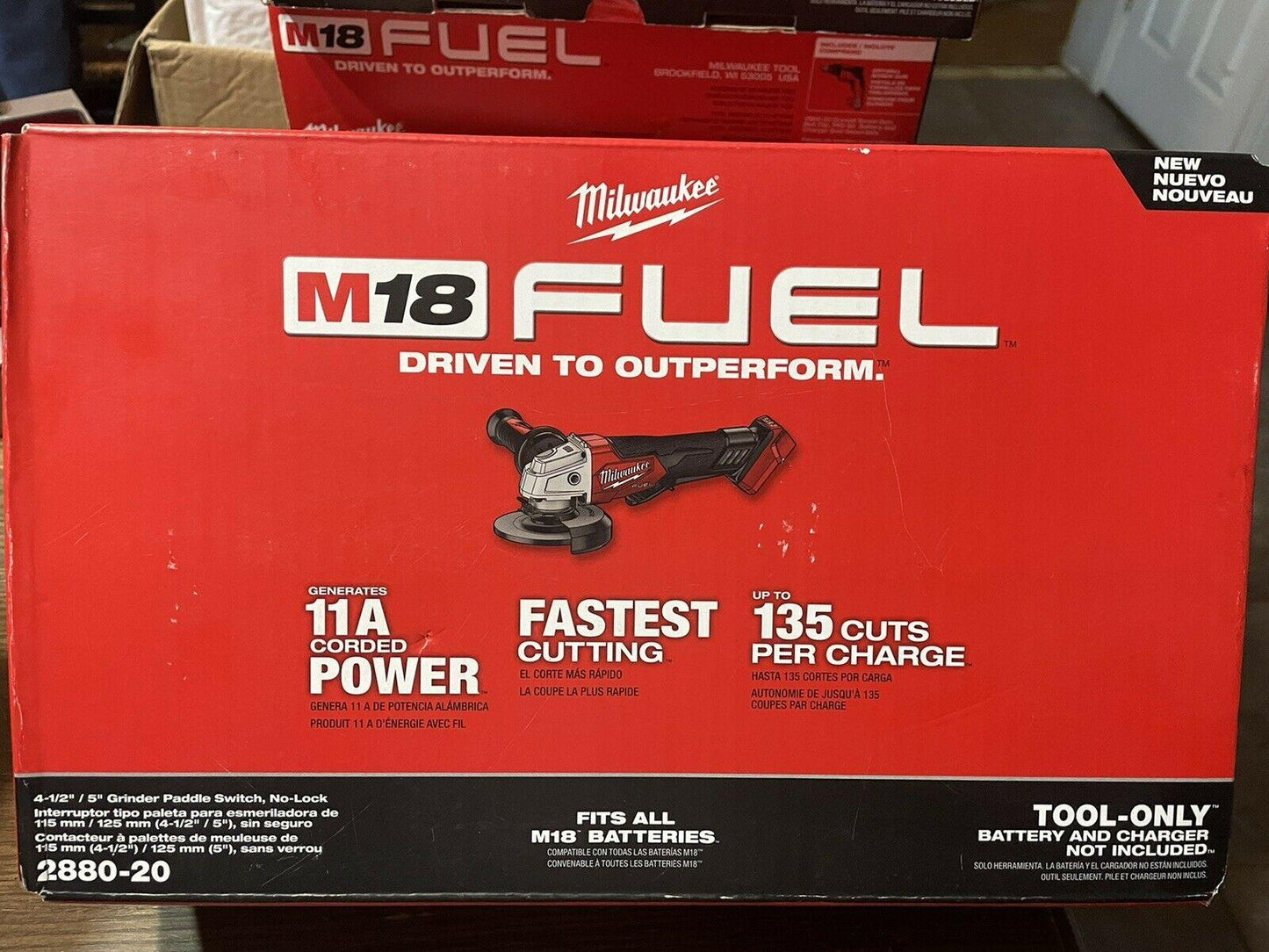 Milwaukee 2880-20 M18 4-1/2"- 5" 磨床槳式開關，無鎖僅工具 MILWAUKEE美沃奇（美行）