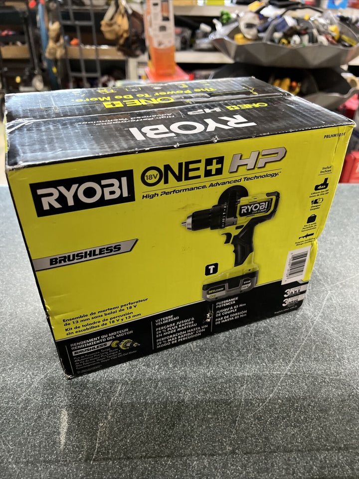 RYOBI ONE+ HP 18V 無刷無繩 1/2 英寸鎚鑽套裝 RYOBI 良明（美行）