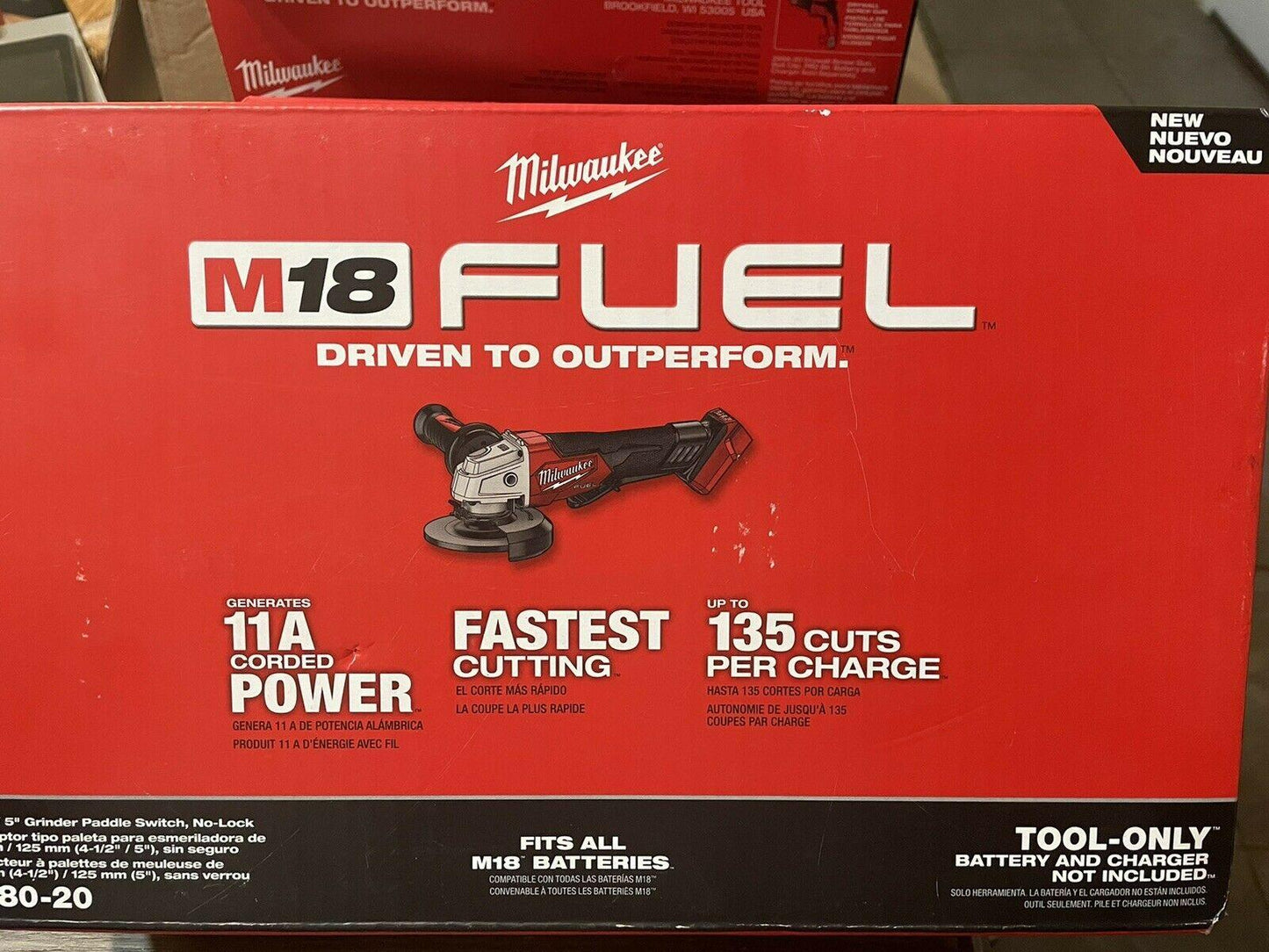 Milwaukee 2880-20 M18 4-1/2"- 5" 磨床槳式開關，無鎖僅工具 MILWAUKEE美沃奇（美行）