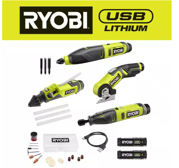 RYOBI USB 鋰 4 件工具業餘愛好組合套裝（現貨限量版） RYOBI 良明（美行）