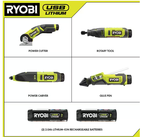 RYOBI USB 鋰 4 件工具業餘愛好組合套裝（現貨限量版） RYOBI 良明（美行）