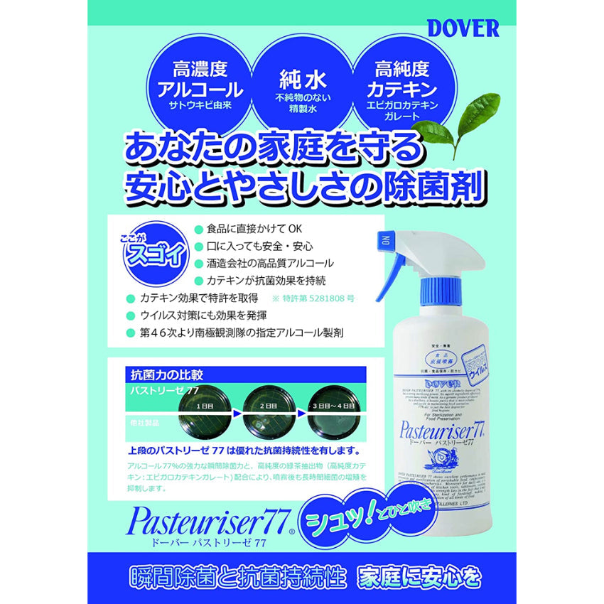 日本製造 日本食品等級 Pasteuriser77 可食用消毒酒精噴霧（500ml）（現貨） 防疫用品專區