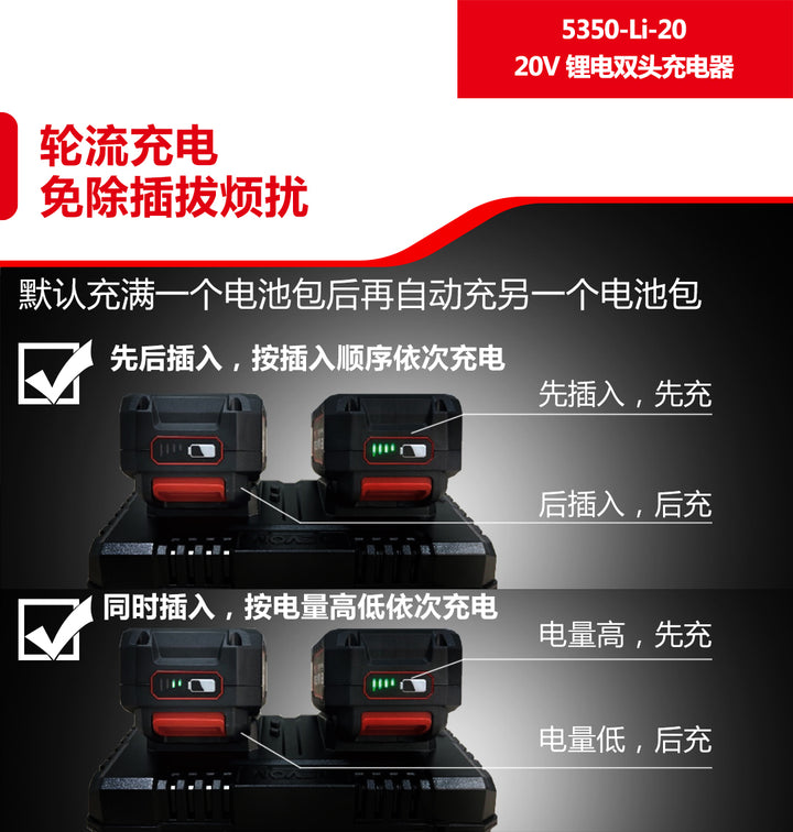 DEVON大有5350-Li-20 20V鋰電雙頭充電器現貨 DEVON