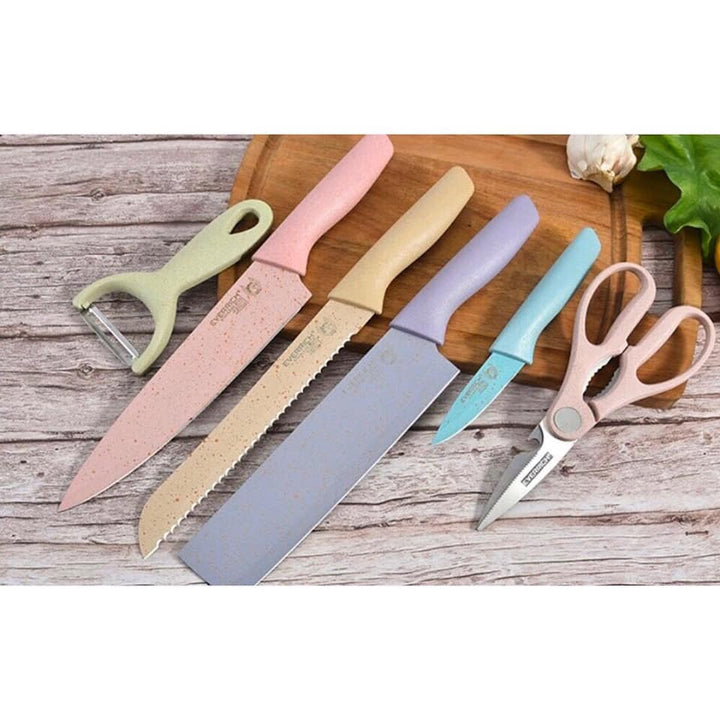 EVERRICH馬卡龍色不鏽鋼廚‎房刀具🔪6件套裝（現貨發售） 生活百貨