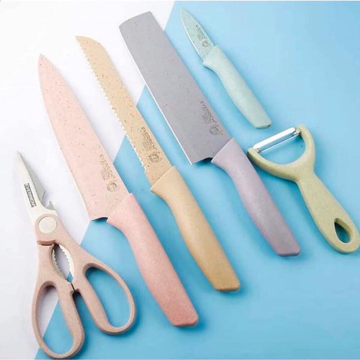 EVERRICH馬卡龍色不鏽鋼廚‎房刀具🔪6件套裝（現貨發售） 生活百貨