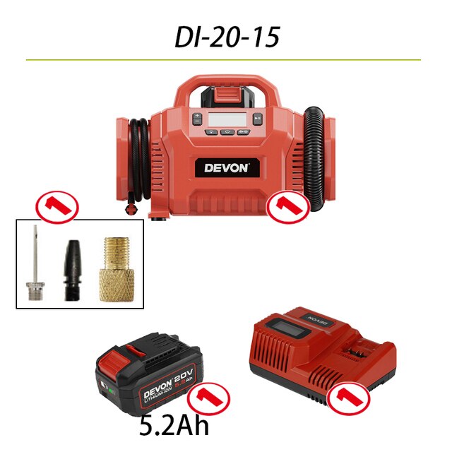DEVON 電動氣泵 160PSI 快速充氣便攜式無線輪胎充氣機空氣壓縮機 DEVON