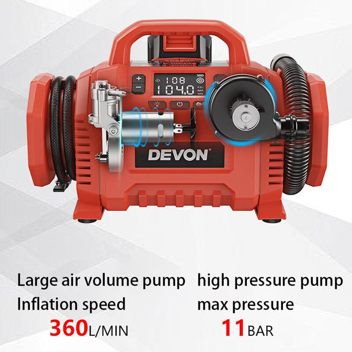 DEVON 電動氣泵 160PSI 快速充氣便攜式無線輪胎充氣機空氣壓縮機 DEVON