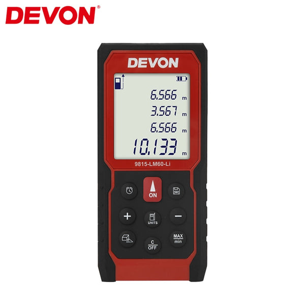 DEVON 激光測距儀 40m 60m 80m USB 充電器 智能數字尺 LCD 顯示屏，用於家具安裝 建築測量 DEVON