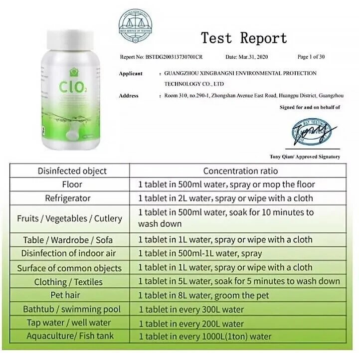 CLO2 消毒丸 | SPENE 歐盟認證二氧化氯多用途消毒片 (100粒裝)（現貨發售） 防疫用品專區