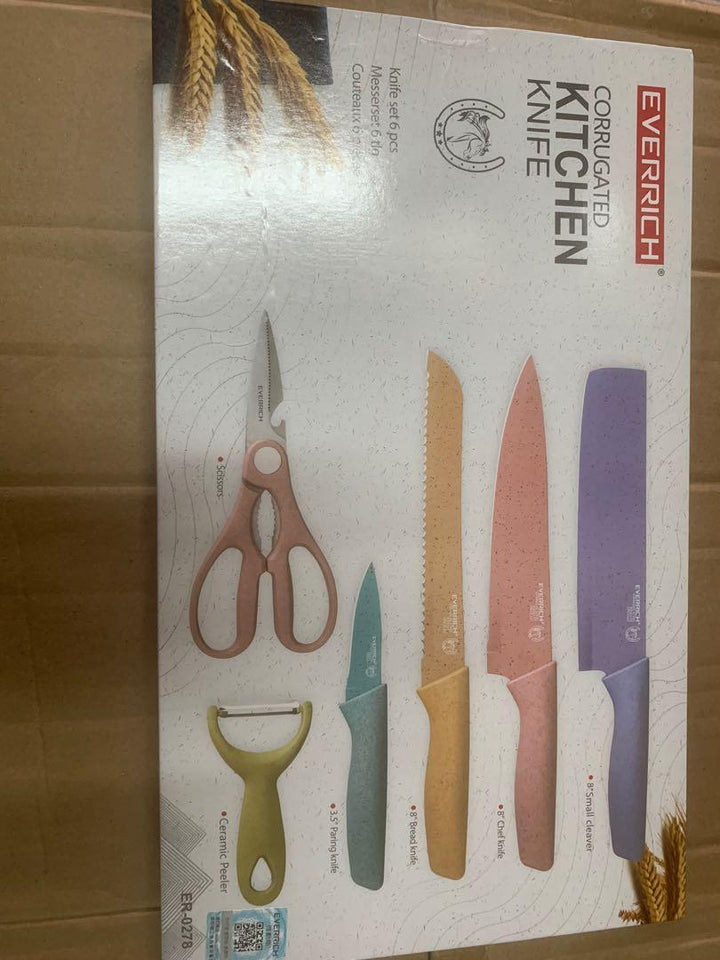 EVERRICH馬卡龍色不鏽鋼廚‎房刀具🔪6件套裝（現貨發售） 生活百貨
